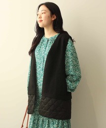 【L~5L 大きいサイズ】ボア × キルト 切替 ベスト