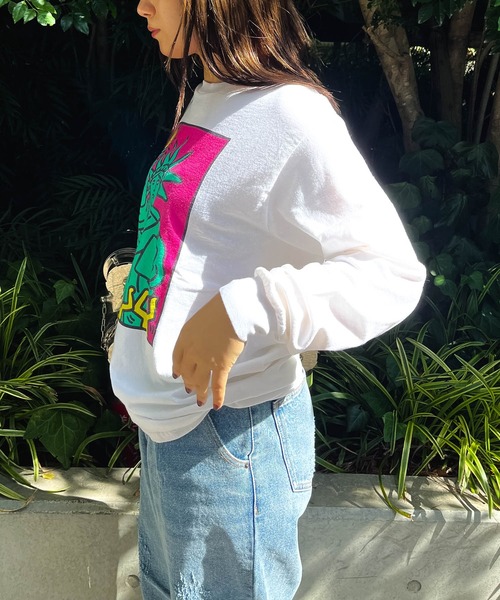 Keith Haring(キース・ヘリング)の「【 Keith Haring / キース・ヘリング 】 自由の女神 ロングTシャツ ロンT KH23F00500 SUY(Tシャツ/カットソー・メンズ・ブラック/ホワイト・MEDIUM/LARGE)」の12枚目の写真