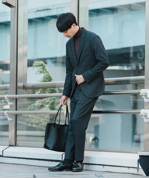 EDIFICE（エディフィス）の「コットン/ウール ジャージー イージースラックス【セットアップ着用可】（スラックス・メンズ・ネイビー/ブラックミックス/ブラック系その他/ダークブルー・LARGE/SMALL/X-LARGE/MEDIUM）」の7枚目の写真