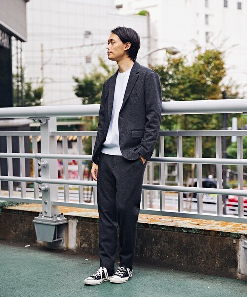 EDIFICE（エディフィス）の「コットン/ウール ジャージー イージースラックス【セットアップ着用可】（スラックス・メンズ・ネイビー/ブラックミックス/ブラック系その他/ダークブルー・LARGE/SMALL/X-LARGE/MEDIUM）」の9枚目の写真