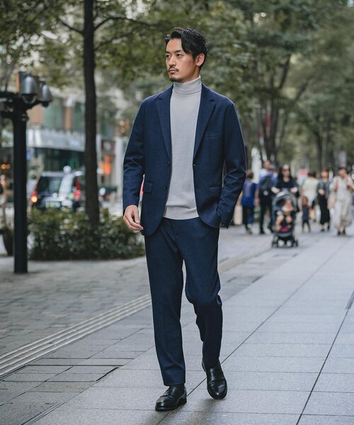 EDIFICE（エディフィス）の「コットン/ウール ジャージー イージースラックス【セットアップ着用可】（スラックス・メンズ・ネイビー/ブラックミックス/ブラック系その他/ダークブルー・LARGE/SMALL/X-LARGE/MEDIUM）」の18枚目の写真