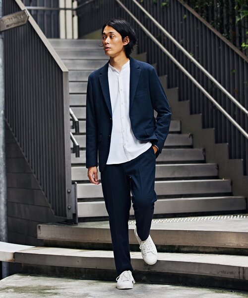 EDIFICE（エディフィス）の「コットン/ウール ジャージー イージースラックス【セットアップ着用可】（スラックス・メンズ・ネイビー/ブラックミックス/ブラック系その他/ダークブルー・LARGE/SMALL/X-LARGE/MEDIUM）」の19枚目の写真