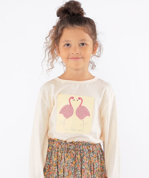 SHIPS（シップス）の「SHIPS KIDS:100～130cm / ツイン バード フェイクファー 長袖 TEE（Tシャツ/カットソー・キッズ・ライトブルー/オフホワイト・110/130/120/100）」の2枚目の写真