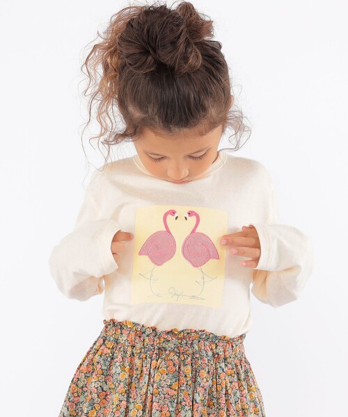 SHIPS（シップス）の「SHIPS KIDS:100～130cm / ツイン バード フェイクファー 長袖 TEE（Tシャツ/カットソー・キッズ・ライトブルー/オフホワイト・110/130/120/100）」の3枚目の写真