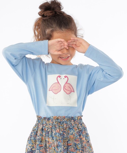 SHIPS（シップス）の「SHIPS KIDS:100～130cm / ツイン バード フェイクファー 長袖 TEE（Tシャツ/カットソー・キッズ・ライトブルー/オフホワイト・110/130/120/100）」の16枚目の写真