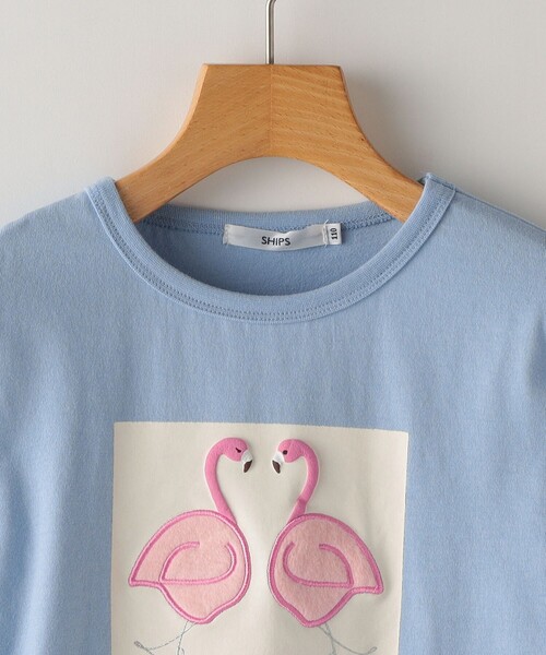 SHIPS（シップス）の「SHIPS KIDS:100～130cm / ツイン バード フェイクファー 長袖 TEE（Tシャツ/カットソー・キッズ・ライトブルー/オフホワイト・110/130/120/100）」の9枚目の写真