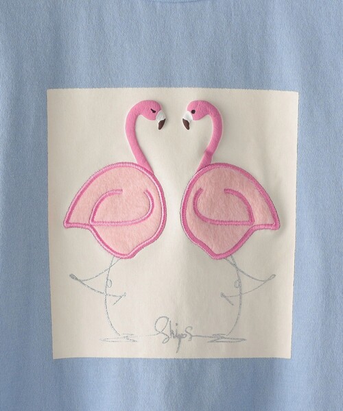 SHIPS（シップス）の「SHIPS KIDS:100～130cm / ツイン バード フェイクファー 長袖 TEE（Tシャツ/カットソー・キッズ・ライトブルー/オフホワイト・110/130/120/100）」の5枚目の写真