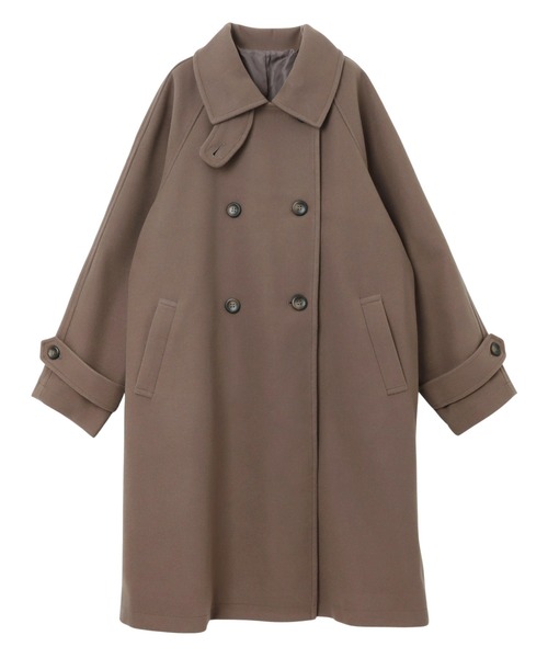 andme（アンドミー）の「ニットモッサスタンドカラー2wayコート（ステンカラーコート・レディース・ブラウン/ブラック/アイボリー/グレイッシュベージュ・M/L）」の6枚目の写真