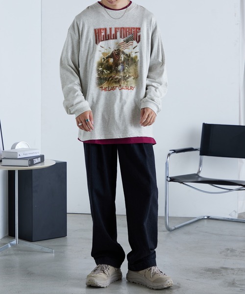 Anchor Smith（アンカー スミス）の「ビッグシルエット ヴィンテージライクロックデザインプリント長袖Tシャツ（Tシャツ/カットソー・メンズ・ホワイト系2/ホワイト系1/ネイビー/ライトグレー系1/チャコール/グレー系2/グレー系1/オフホワイト・M/L）」の12枚目の写真