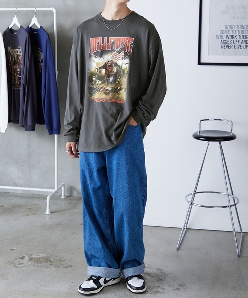 Anchor Smith（アンカー スミス）の「ビッグシルエット ヴィンテージライクロックデザインプリント長袖Tシャツ（Tシャツ/カットソー・メンズ・ホワイト系2/ホワイト系1/ネイビー/ライトグレー系1/チャコール/グレー系2/グレー系1/オフホワイト・M/L）」の19枚目の写真