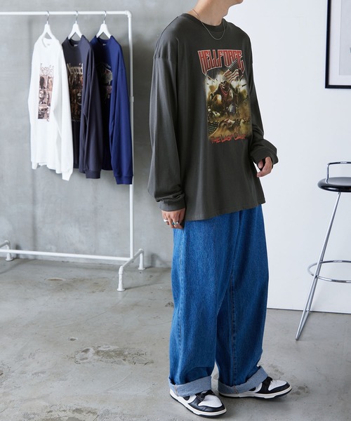 Anchor Smith（アンカー スミス）の「ビッグシルエット ヴィンテージライクロックデザインプリント長袖Tシャツ（Tシャツ/カットソー・メンズ・ホワイト系2/ホワイト系1/ネイビー/ライトグレー系1/チャコール/グレー系2/グレー系1/オフホワイト・M/L）」の20枚目の写真