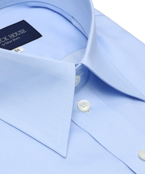 TOKYO SHIRTS（トウキョウシャツ）の「形態安定ノーアイロン レギュラー 長袖ビジネスワイシャツ（ビジネスシャツ・メンズ・ブルー・首回り39cm-裄丈84cm/首回り43cm-裄丈86cm/首回り39cm-裄丈80cm/首回り42cm-裄丈86cm/首回り42cm-裄丈82cm/首回り41cm-裄丈86cm/首回り37cm-裄丈80cm/首回り41cm-裄丈82cm/首回り43cm-裄丈82cm/首回り37cm-裄丈84cm）」の2枚目の写真