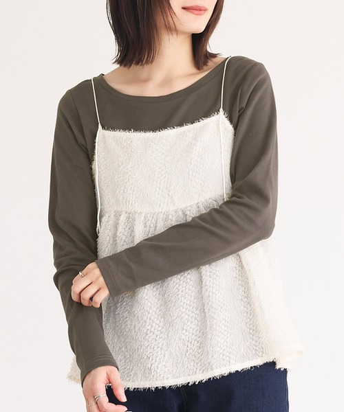 n'OrLABEL（ノアールレーベル）の「【機能素材】『ラウンドネックロンT』（Tシャツ/カットソー・レディース・ブラック/モカ/アイボリー/グレイッシュベージュ/ネイビー/チャコール/ボルドー・L/M/LL）」の3枚目の写真