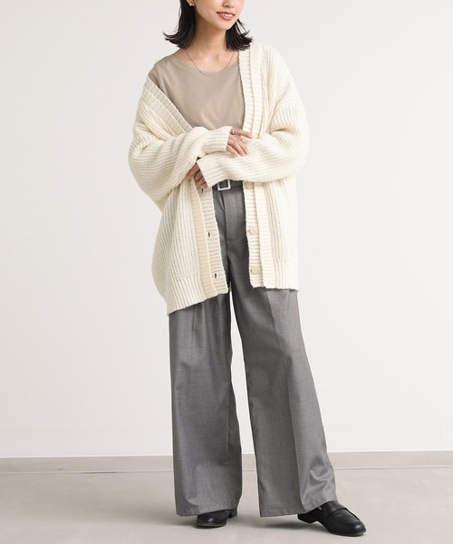 n'OrLABEL（ノアールレーベル）の「【機能素材】『ラウンドネックロンT』（Tシャツ/カットソー・レディース・ブラック/モカ/アイボリー/グレイッシュベージュ/ネイビー/チャコール/ボルドー・L/M/LL）」の9枚目の写真