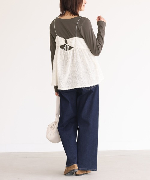 n'OrLABEL（ノアールレーベル）の「【機能素材】『ラウンドネックロンT』（Tシャツ/カットソー・レディース・ブラック/モカ/アイボリー/グレイッシュベージュ/ネイビー/チャコール/ボルドー・L/M/LL）」の13枚目の写真