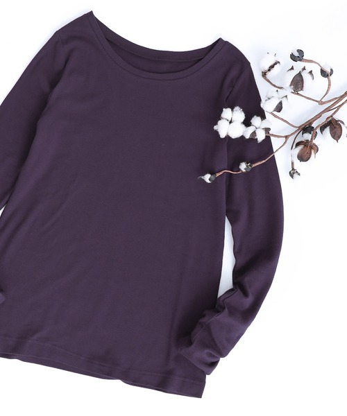 n'OrLABEL（ノアールレーベル）の「【機能素材】『ラウンドネックロンT』（Tシャツ/カットソー・レディース・ブラック/モカ/アイボリー/グレイッシュベージュ/ネイビー/チャコール/ボルドー・L/M/LL）」の18枚目の写真