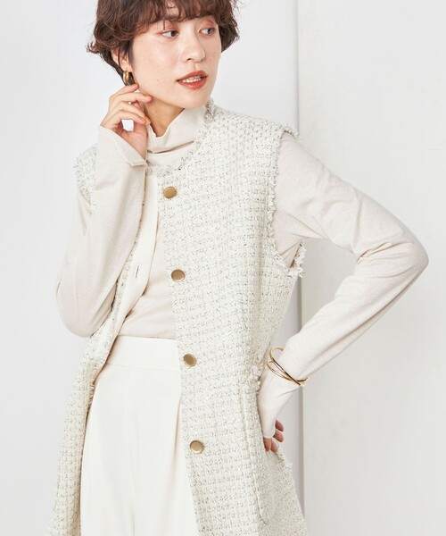 NOLLEY’S（ノーリーズ）の「ラメ天竺シアーハイネックプルオーバーカットソー（Tシャツ/カットソー・レディース・ゴールド/シルバー・38）」の13枚目の写真