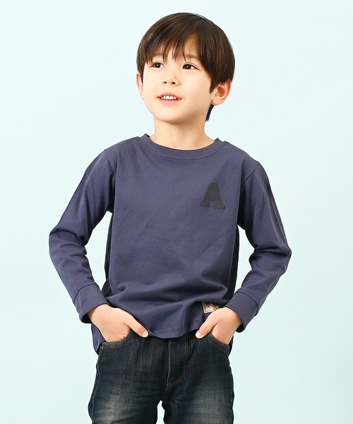 LEAD（リード）の「OCS認証 オーガニックコットン100% ロゴ【イニシャル A】長袖Tシャツ（Tシャツ/カットソー・キッズ・キャメル/カーキ/インディゴブルー/マスタード/コーラル・130/150/110/90/140/100/120）」の3枚目の写真
