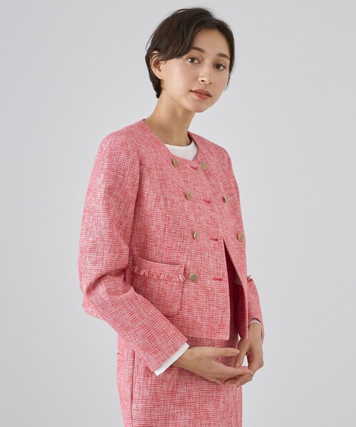 ANAYI（アナイ）の「メランジツイードノーカラー ジャケット（ノー