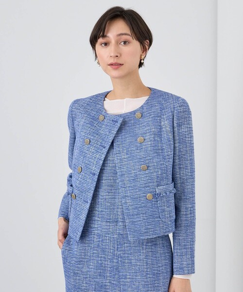 ANAYI（アナイ）の「メランジツイードノーカラー ジャケット（ノー