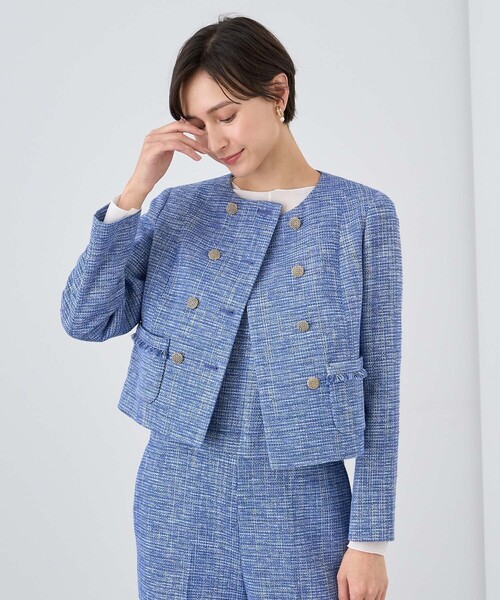 ANAYI（アナイ）の「メランジツイードノーカラー ジャケット（ノー