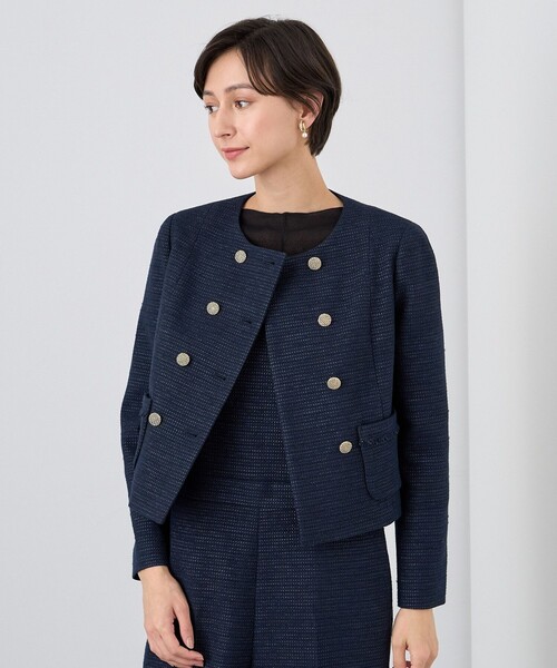 ANAYI（アナイ）の「メランジツイードノーカラー ジャケット（ノー