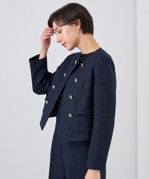 ANAYI（アナイ）の「メランジツイードノーカラー ジャケット（ノー