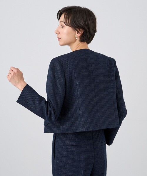 ANAYI（アナイ）の「メランジツイードノーカラー ジャケット（ノーカラージャケット・レディース・ネイビー/ピンク/ダークインディゴブルー・36/38/34）」の21枚目の写真