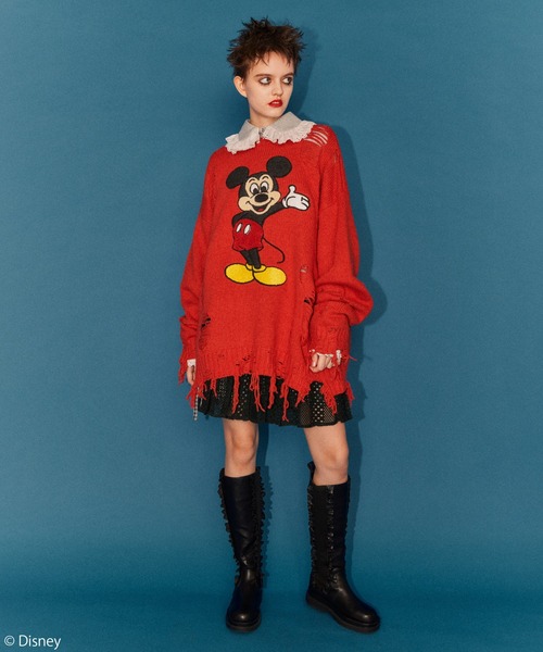 Candy Stripper（キャンディストリッパー）の「MICKEY MOUSE / DAMAGE ニット（ニット/セーター・レディース・アイボリー/ブラック/レッド・2）」の14枚目の写真