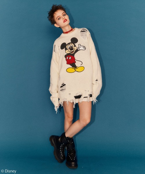 Candy Stripper（キャンディストリッパー）の「MICKEY MOUSE / DAMAGE ニット（ニット/セーター・レディース・アイボリー/ブラック/レッド・2）」の21枚目の写真