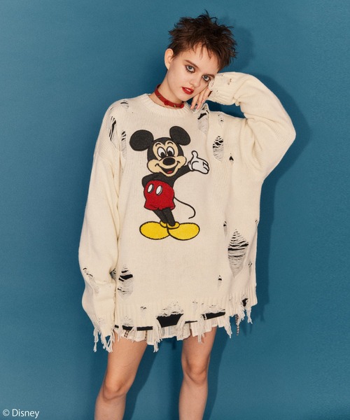 Candy Stripper（キャンディストリッパー）の「MICKEY MOUSE / DAMAGE ニット（ニット/セーター・レディース・アイボリー/ブラック/レッド・2）」の17枚目の写真