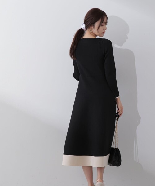 PROPORTION BODY DRESSING(プロポーションボディドレッシング)の「バイカラーニットワンピース / 1214140108(ワンピース・レディース・ブラック/オフホワイト・MEDIUM/SMALL)」の10枚目の写真