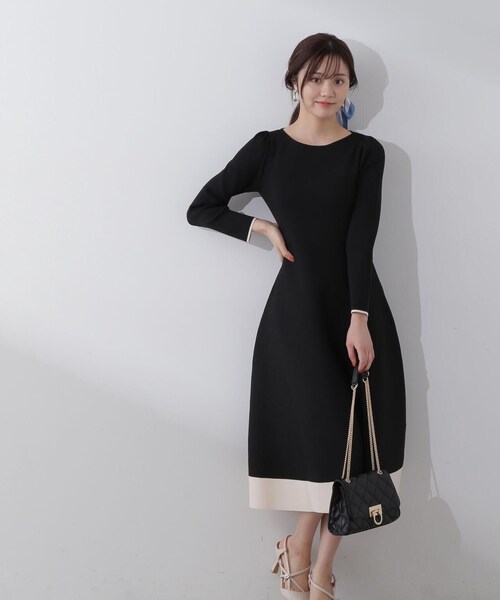 PROPORTION BODY DRESSING(プロポーションボディドレッシング)の「バイカラーニットワンピース / 1214140108(ワンピース・レディース・ブラック/オフホワイト・MEDIUM/SMALL)」の11枚目の写真