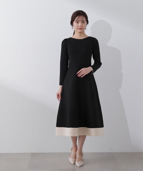 PROPORTION BODY DRESSING(プロポーションボディドレッシング)の「バイカラーニットワンピース / 1214140108(ワンピース・レディース・ブラック/オフホワイト・MEDIUM/SMALL)」の12枚目の写真