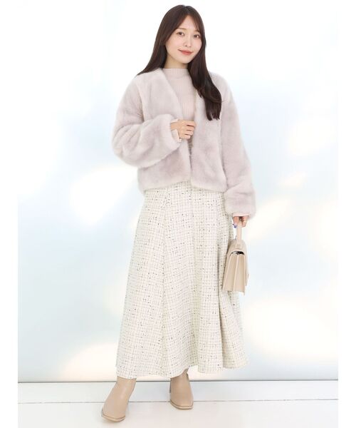 MERCURYDUO（マーキュリーデュオ）の「パール付きフレアスリーブリブニット（ニット/セーター・レディース・アイボリー/チャコールグレー/ブラック/ラベンダー/ベージュ・FREE）」の7枚目の写真