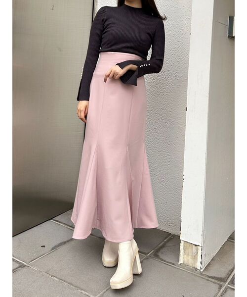 MERCURYDUO（マーキュリーデュオ）の「パール付きフレアスリーブリブニット（ニット/セーター・レディース・アイボリー/チャコールグレー/ブラック/ラベンダー/ベージュ・FREE）」の9枚目の写真