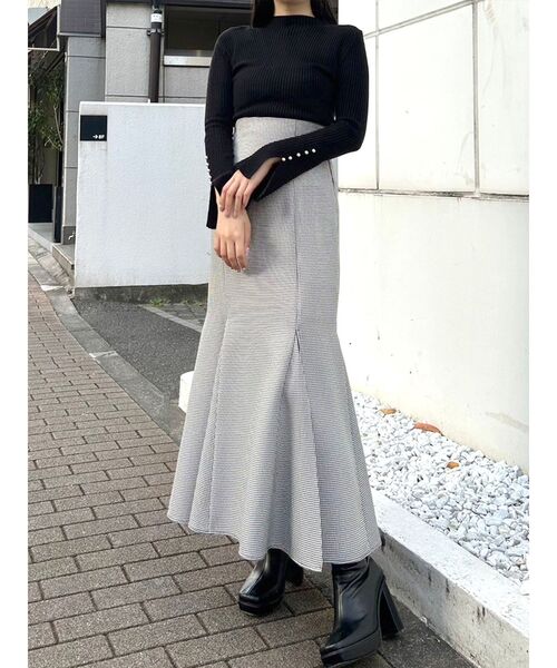 MERCURYDUO（マーキュリーデュオ）の「パール付きフレアスリーブリブニット（ニット/セーター・レディース・アイボリー/チャコールグレー/ブラック/ラベンダー/ベージュ・FREE）」の12枚目の写真