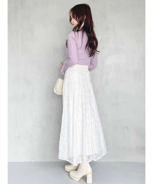 MERCURYDUO（マーキュリーデュオ）の「パール付きフレアスリーブリブニット（ニット/セーター・レディース・アイボリー/チャコールグレー/ブラック/ラベンダー/ベージュ・FREE）」の16枚目の写真