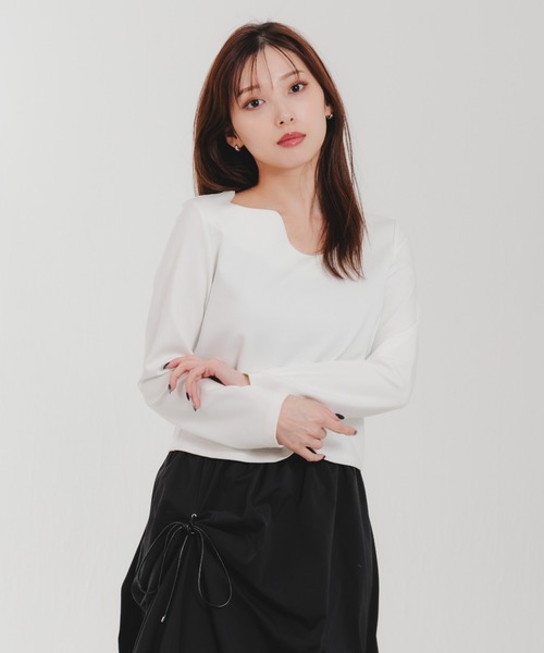LEANN MOMENT(リーンモーメント)の「Curve neck tops(Tシャツ/カットソー・レディース・ホワイト/ブラック・フリー)」の14枚目の写真