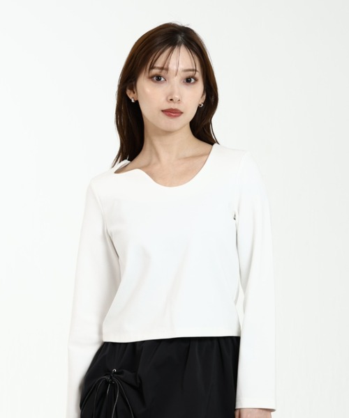 LEANN MOMENT(リーンモーメント)の「Curve neck tops(Tシャツ/カットソー・レディース・ホワイト/ブラック・フリー)」の16枚目の写真