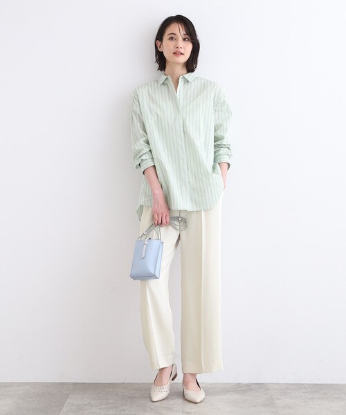 INDIVI（インディヴィ）の「◆【こなれSETUP／洗える】センタープレス ワイドパンツ（スーツパンツ・レディース・ナチュラル/ブラック/ブラウン系その他/サックスブルー/ネイビー・05/13/15 /34/36/38/40/12/42/07/19/17/03）」の12枚目の写真