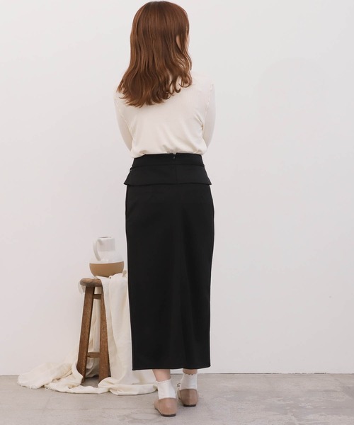 mil（ミル）の「【150㎝前後の小柄さんサイズ】デザインベルト2WAYナロースカート【リボン取り外し可能】（スカート・レディース・ブラック/モカ/アイボリー・S/XS/M）」の6枚目の写真
