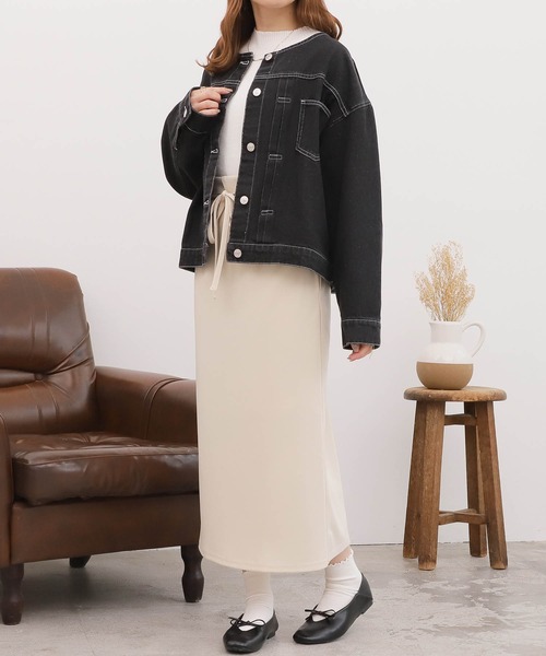 mil（ミル）の「【150㎝前後の小柄さんサイズ】デザインベルト2WAYナロースカート【リボン取り外し可能】（スカート・レディース・ブラック/モカ/アイボリー・S/XS/M）」の12枚目の写真