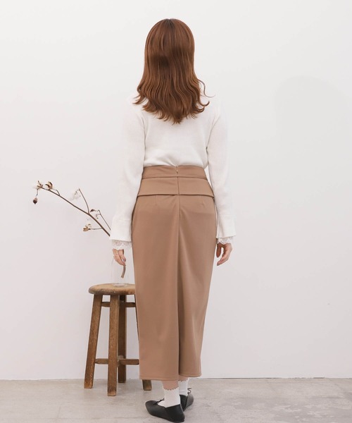 mil（ミル）の「【150㎝前後の小柄さんサイズ】デザインベルト2WAYナロースカート【リボン取り外し可能】（スカート・レディース・ブラック/モカ/アイボリー・S/XS/M）」の18枚目の写真