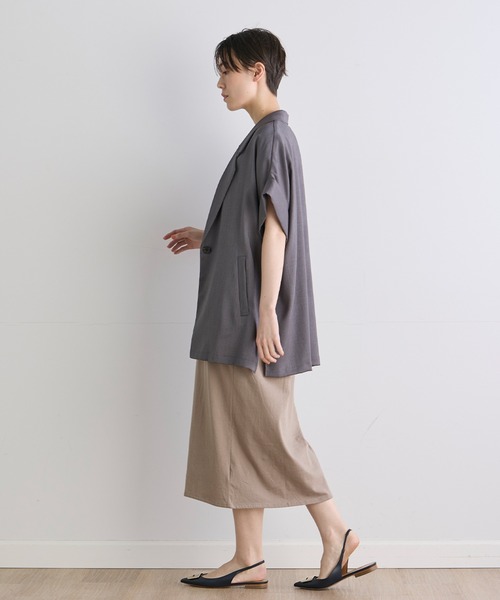 INED CLARO（イネドクラロ）の「リニーブッチャーハーフスリーブジャケット【セットアップ対応】（テーラードジャケット・レディース・ベージュ/チャコールグレー・フリー）」の20枚目の写真