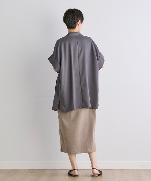 INED CLARO（イネドクラロ）の「リニーブッチャーハーフスリーブジャケット【セットアップ対応】（テーラードジャケット・レディース・ベージュ/チャコールグレー・フリー）」の21枚目の写真