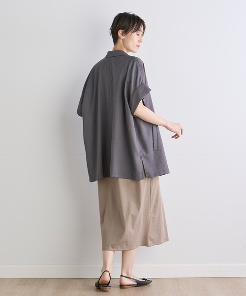 INED CLARO（イネドクラロ）の「リニーブッチャーハーフスリーブジャケット【セットアップ対応】（テーラードジャケット・レディース・ベージュ/チャコールグレー・フリー）」の22枚目の写真