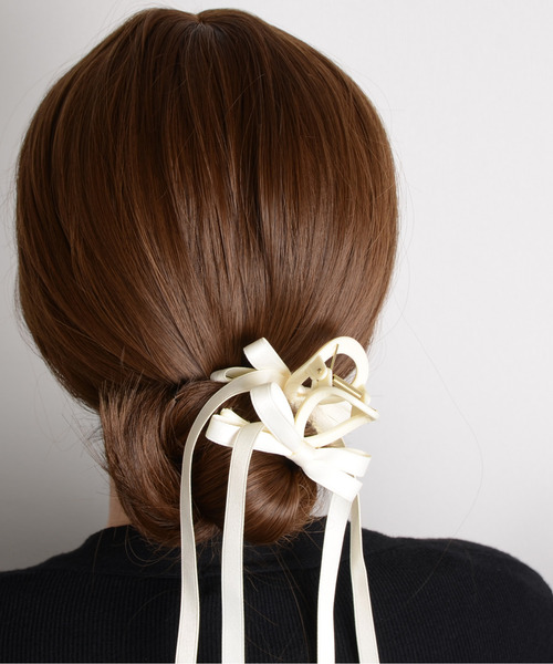 TONE SELECT GOODS（トーンセレクトグッズ）の「【float】リボン ロング バンスクリップ（バレッタ/ヘアクリップ・レディース・ブラック系2/ブラック系1/ホワイト系1・FREE）」の2枚目の写真