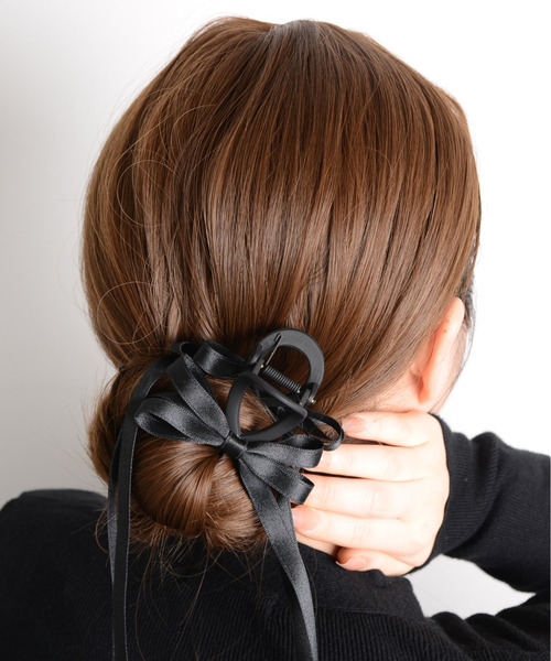 TONE SELECT GOODS（トーンセレクトグッズ）の「【float】リボン ロング バンスクリップ（バレッタ/ヘアクリップ・レディース・ブラック系2/ブラック系1/ホワイト系1・FREE）」の10枚目の写真