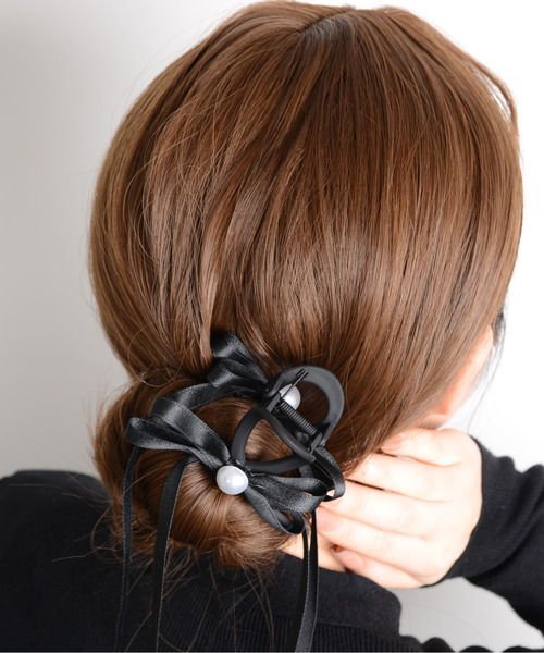 TONE SELECT GOODS（トーンセレクトグッズ）の「【float】リボン ロング バンスクリップ（バレッタ/ヘアクリップ・レディース・ブラック系2/ブラック系1/ホワイト系1・FREE）」の7枚目の写真